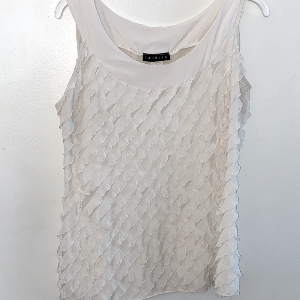 Janeric White Ruffle Sleeveless Top Size XL